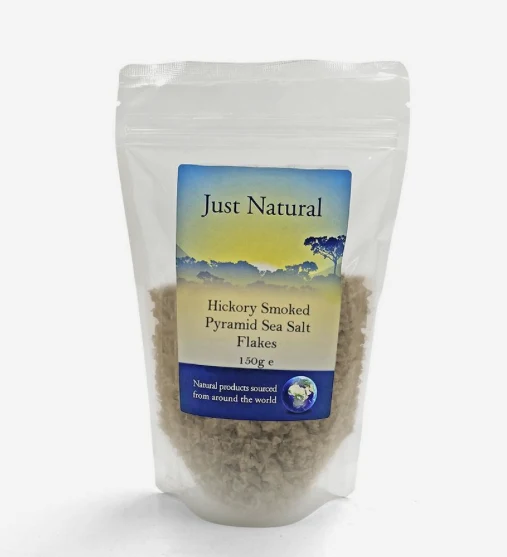 Hickory Smoked Pyramid Sea Salt Flakes - Just Natural Bulk - 150g