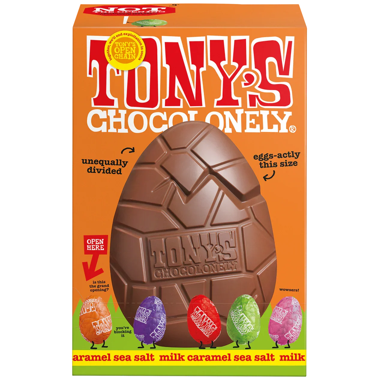 Large Milk Caramel Sea Salt Easter Egg & Mini Eggs - Tonys Chocolonely - 242g