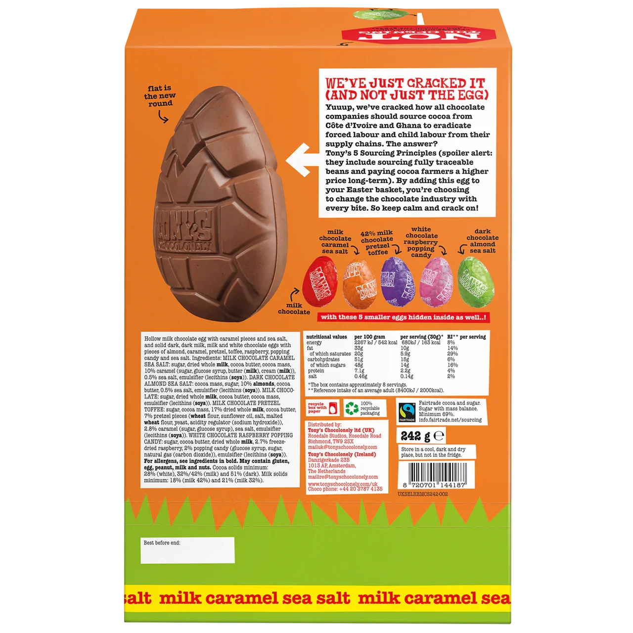 Large Milk Caramel Sea Salt Easter Egg & Mini Eggs - Tonys Chocolonely - 242g - Image 3
