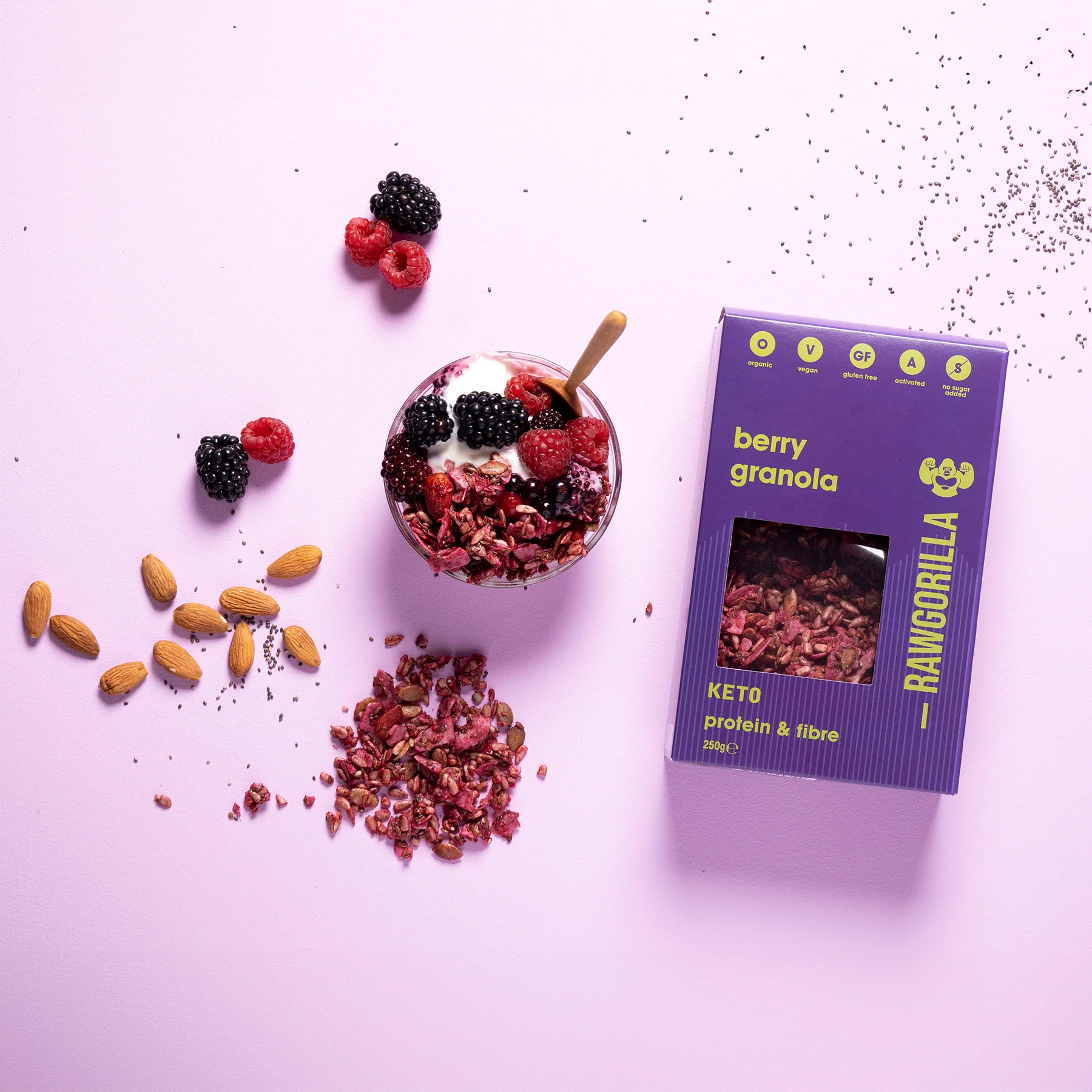 Organic Berry Granola Cereal Keto - 250g - RAWGORILLA - Image 5