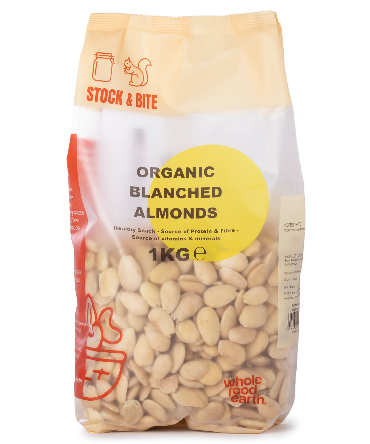 Organic Blanched Almonds - Stock & Bite - 1kg