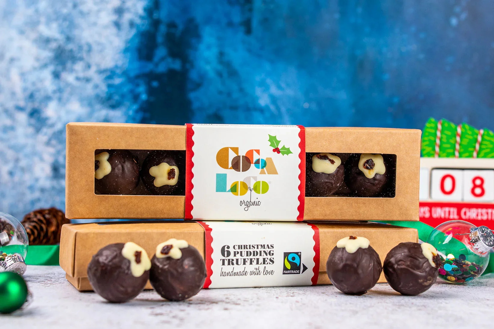 Organic Fair Trade Christmas Pudding Truffles - Cocoa Loco - 100g - Image 2