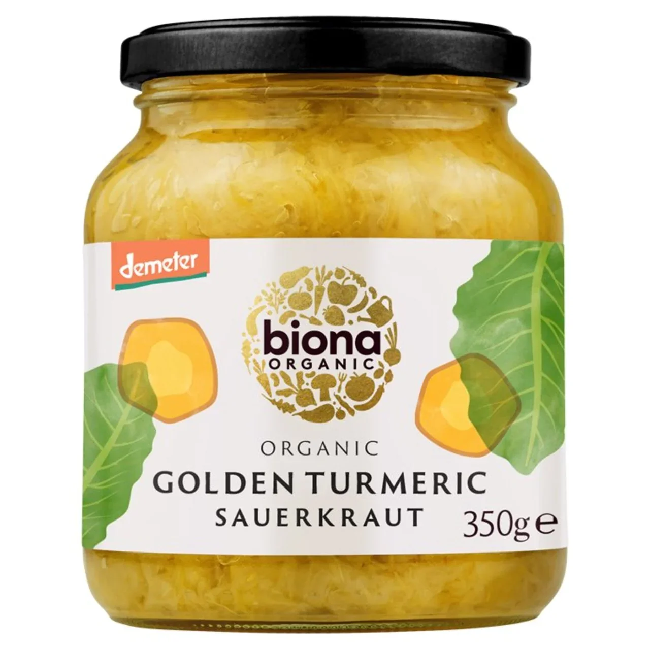 Organic Golden Turmeric Sauerkraut - 350g - Biona - Image 2
