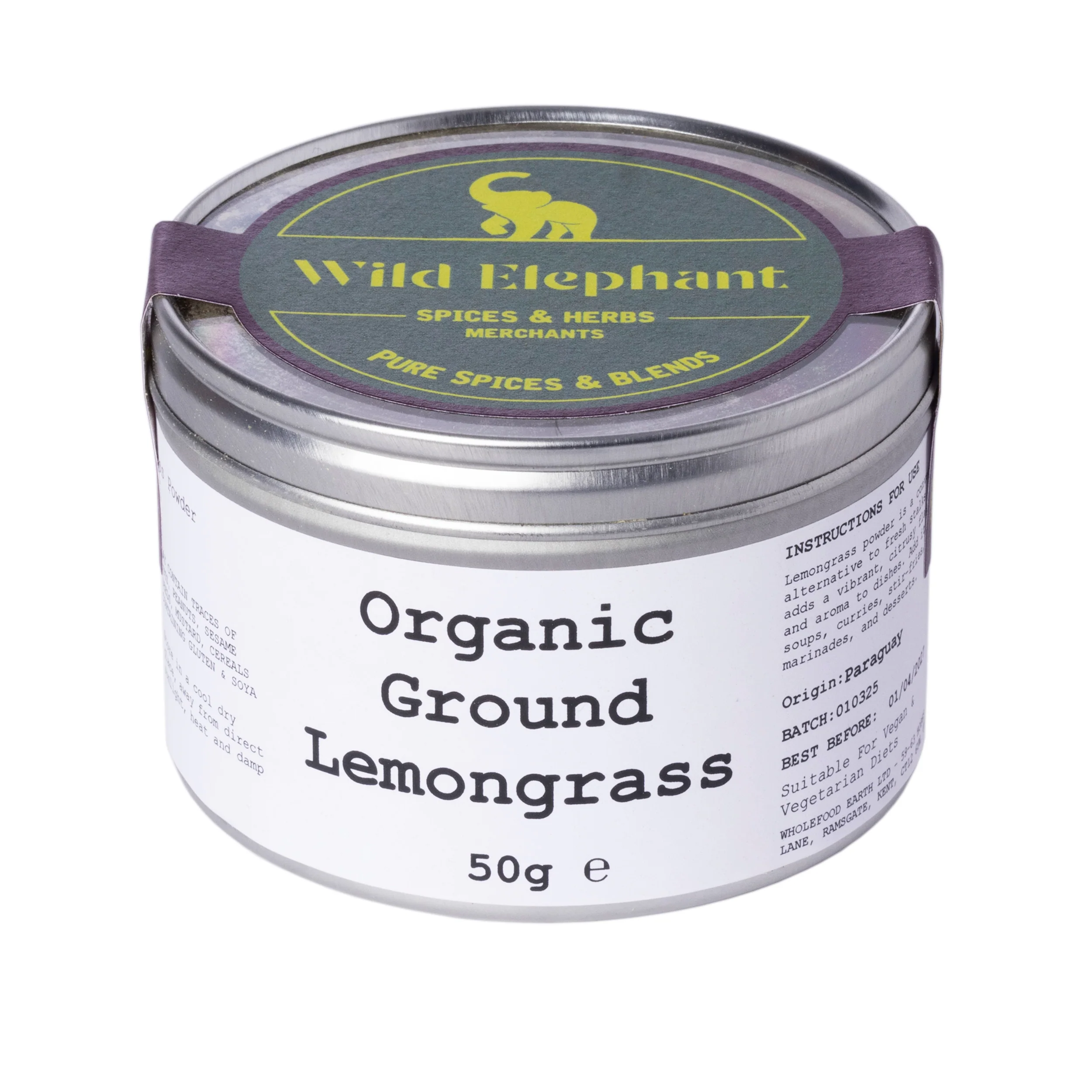 Organic Ground Lemongrass - Wild Elephant - 50g