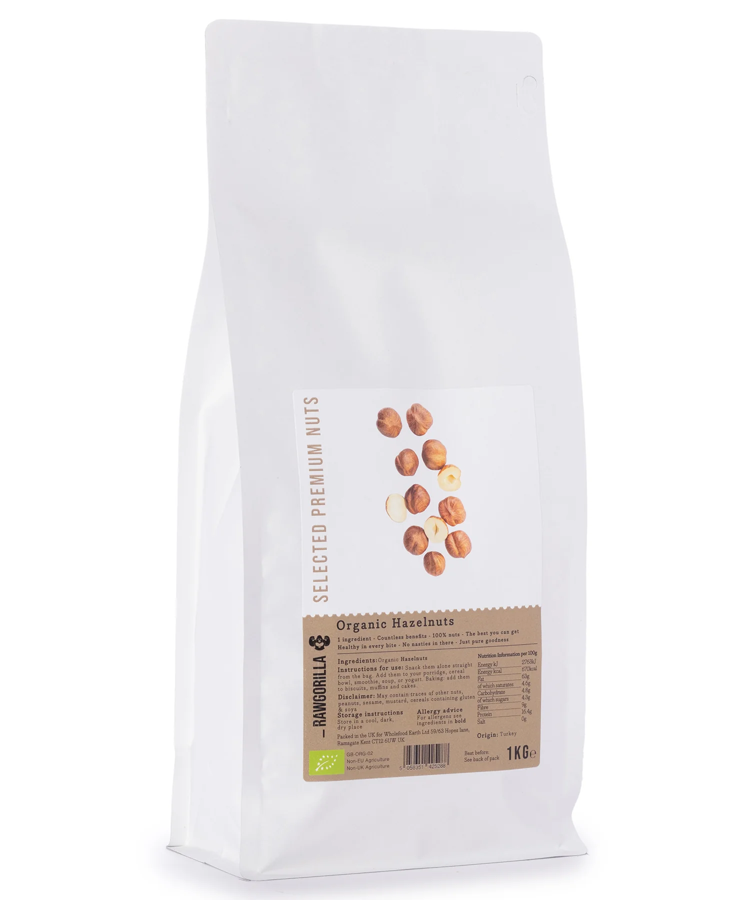 Organic Hazelnuts - RAWGORILLA - 1kg - Image 3