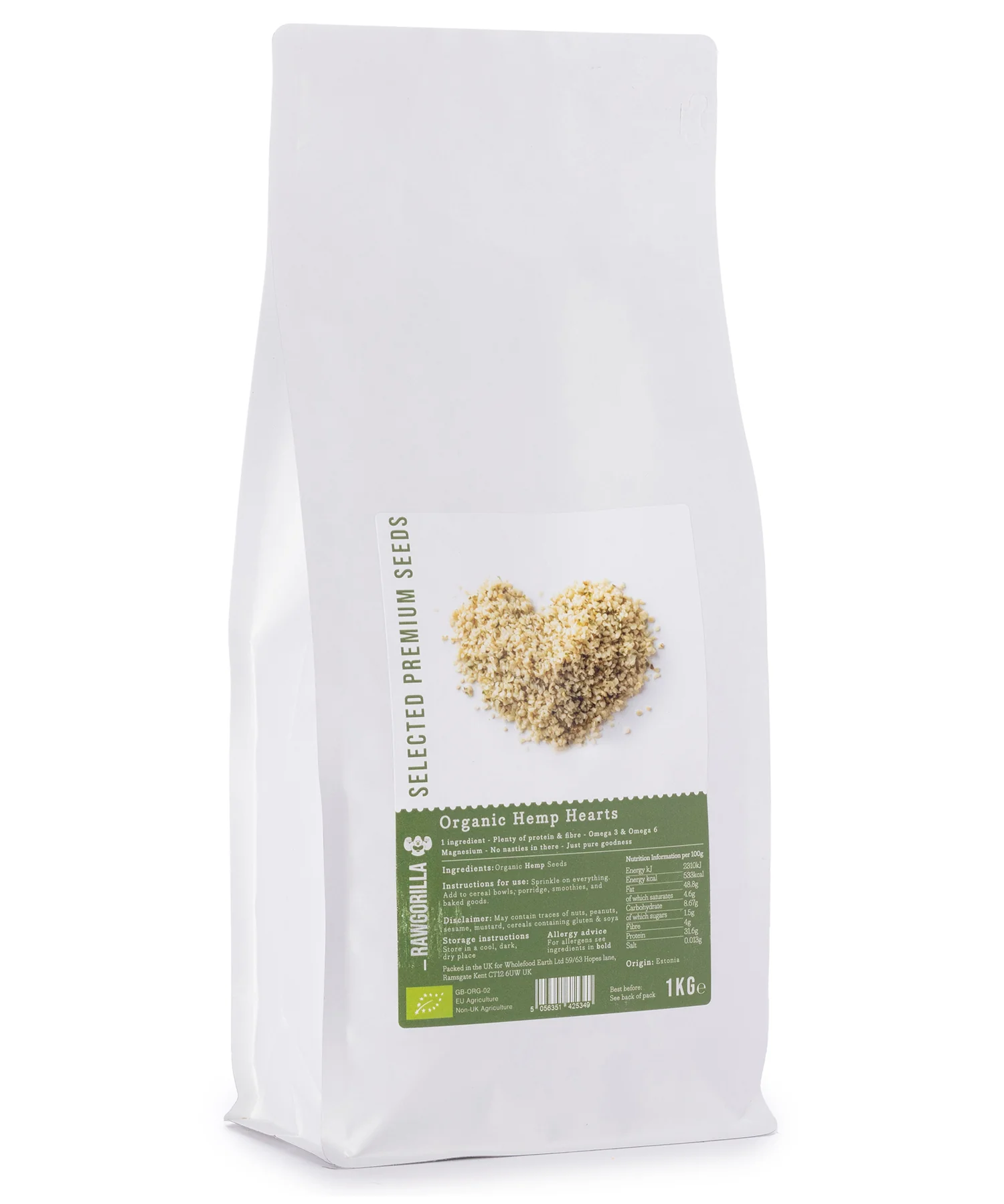 Organic Hemp Hearts - RAWGORILLA - 1kg - Image 3