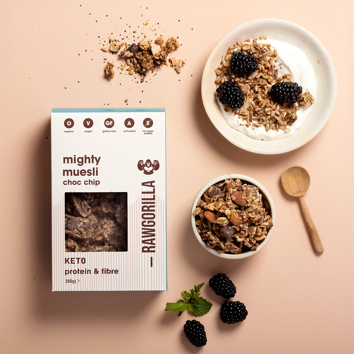 Organic Mighty Muesli Chocolate Chip Keto - 250g - RAWGORILLA - Image 3