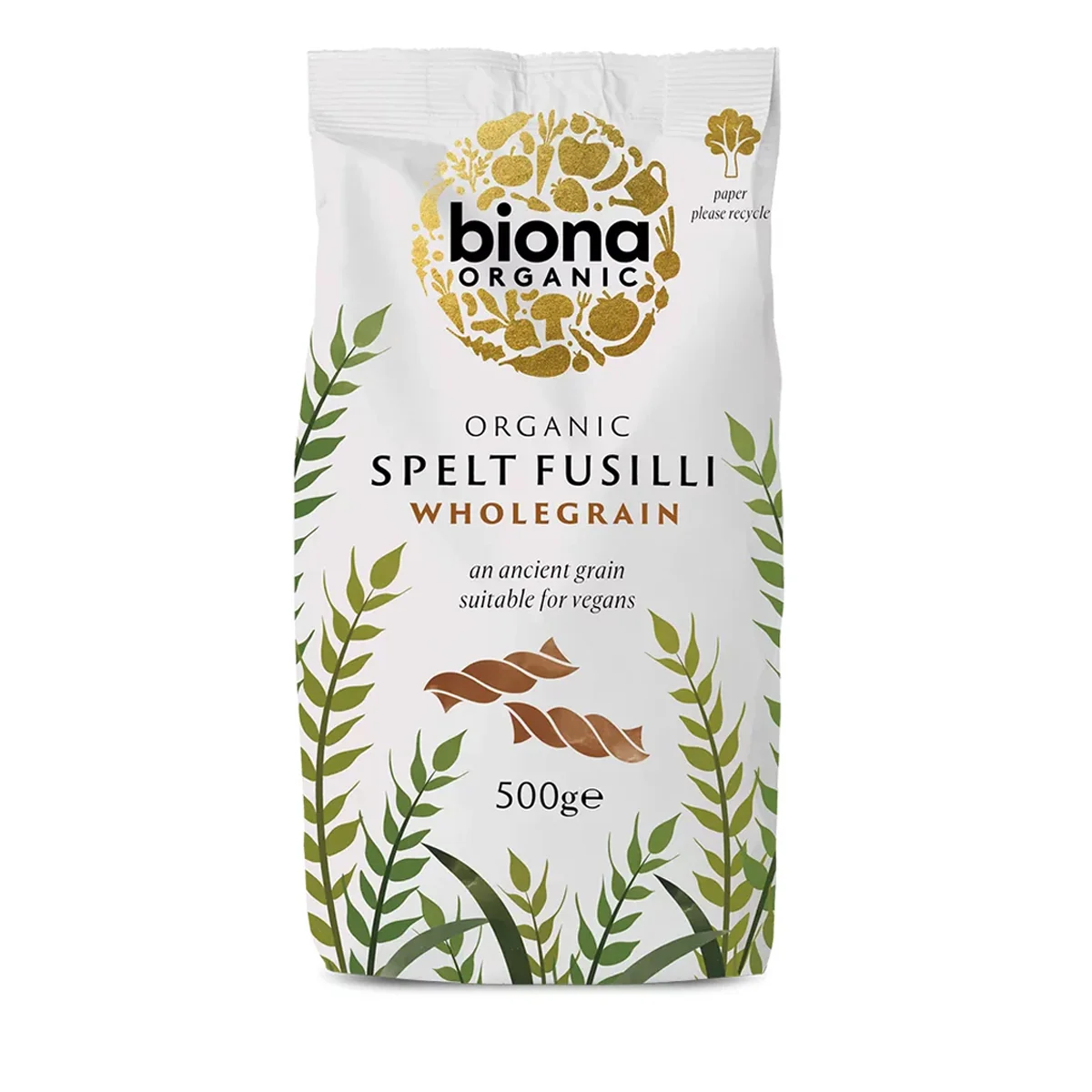 Organic Wholemeal Spelt Fusilli - 500g - Biona