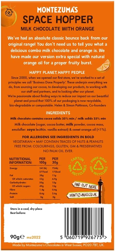 Space Hopper Orange Milk Chocolate - Montezuma's - 90g - Image 3